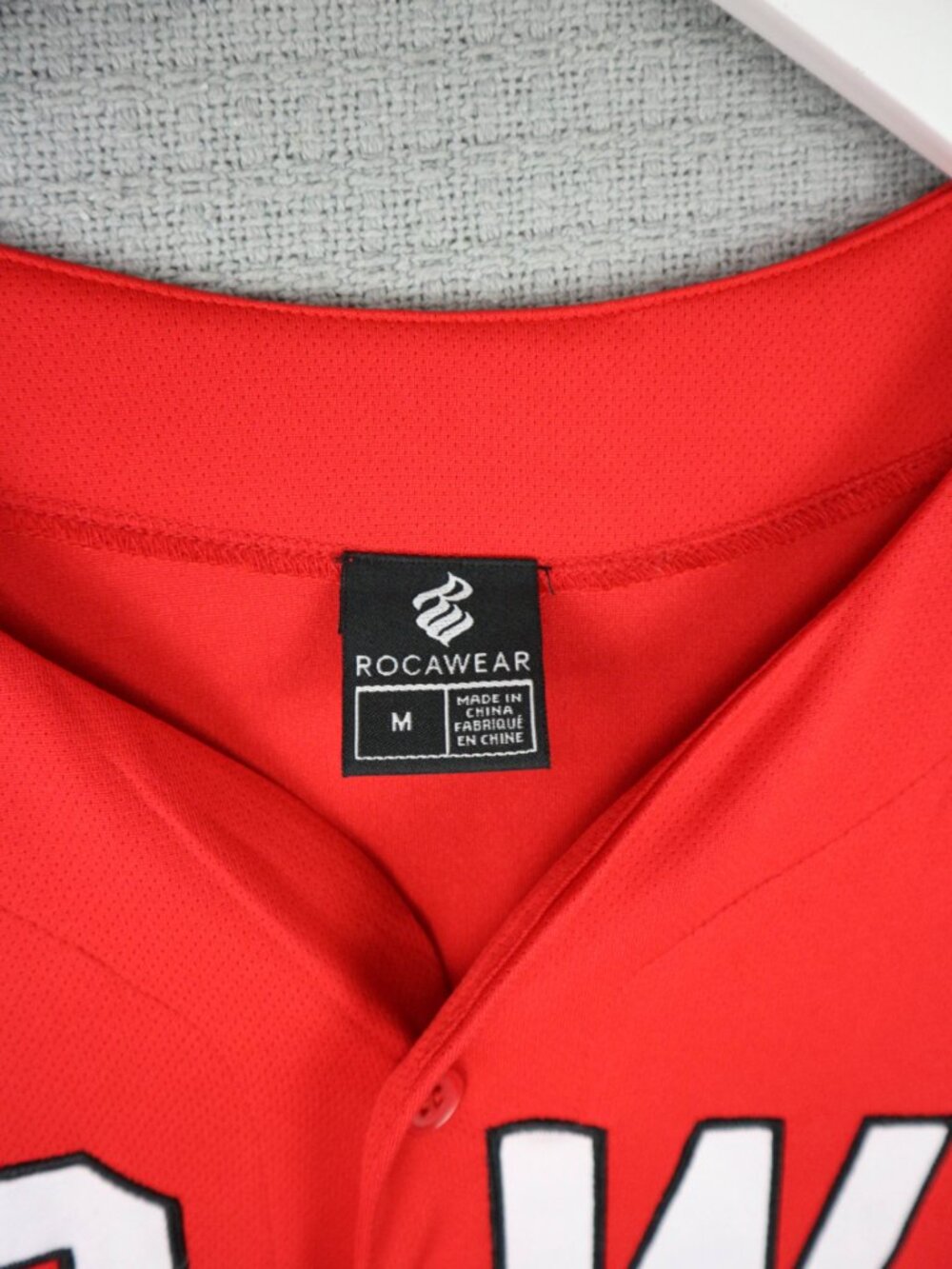 Rocawear Baseball Jersey Button Up Logo Mens Y2K Streetwear M Medium Red Black - Picture 4 of 6